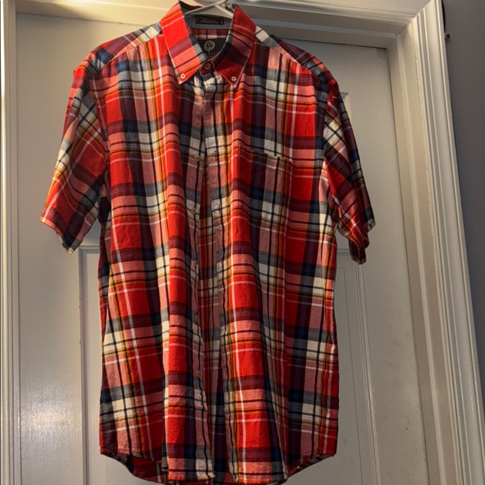 Red and Blue Casual Button Down Shirt
